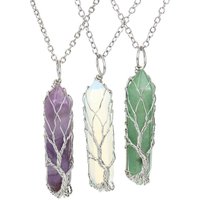 Handcrafted Tree Life Pendant Necklace Crystal Prisms Elegant Boho Jewelry
