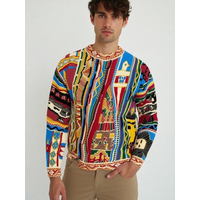 Reto Autumn 3 Fashion Tend National Thick Casual 8 Winte Knit 3D Digital Pint Cew Neck Sweatshit