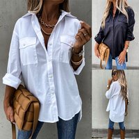 irregular loose long sleeved lapel blouse