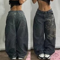 American Retro Loose Embroidered Jeans Ladies Y2K New High Street Hip-hop Niche Design Sense Washed Pocket Color Straight Pants