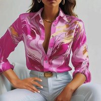 New Autumn Fashion Casual Loose Button Long Sleeved Printed Shirt For Women