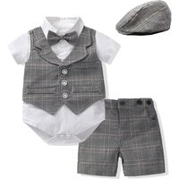 Mother & 2024 Clothes Gentleman Suit One Year Old Dress Climbing Suit Waistcoat Shorts Bow Tie Piece Set