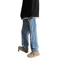 Men's Clothing Black tie dyed jeans men's straight chic loose handsome oversize pants high street ins trendy brand