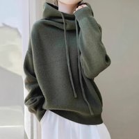 European Autumn Winter Lazy Style Versatile Long Sleeve Knitted Pile Collar Thickened Sweater
