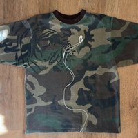 Retro Camouflage Print Crew Neck T-Shirt For Young Girls Casual High Street Fashion Trend Punk Gothic Short Sleeve Top