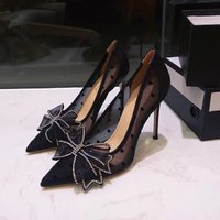 shoes high heels stiletto heels versatile bow mesh lace pointed toe pumps wedding shoes