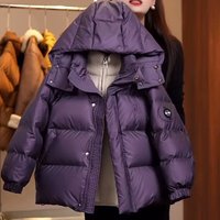 Mother & Winter Padded Jacket Hood Warm Windproof Quilted Coat Block Design Soft Polyester Fill 120 170cm