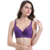 Women's Intimates Thin Cotton Cup Large Size Side Breast Adjustment Bra Lace Gathered With Steel Ring Sexy Women's Underwear