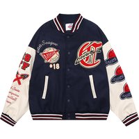 Clothing college style street baseball uniforms autumn winter quilted retro loose all match cardigan leather sleeve jacket