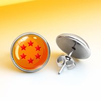 Anime Time Round Yuanzu Dragon Ball Earrings Studs Ear Jewelry