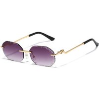 Luxury Leopard Head Sunglasses European American Style Frameless Chamfered Personalized Gradient Small Frame Glasses For Men
