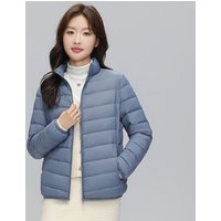  Lightweight Short Down Jacket Stand Collar 90% Duck Down Filling Slim Fit Casual Coat All Seasons