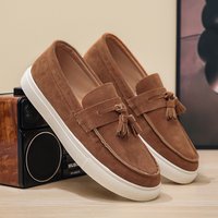 Fashion Loafers Suede Leather Slip On Casual Shoes Lightweight Breathable Walking Footwear Platform Non slip Driving Shoes