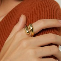 Cold Style Three Colors Optional Water Drop Polished Ring Female Adjustable Live Ring
