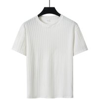 Clothing Summer Casual Sports Solid Round Neck Pullover Jacquard Pattern Loose Top T Shirt