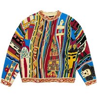 carlo Colucci Autumn Winter Fashion National Trend Casual Thick Knit 3D Digital Print Crew Neck Sweatshirt