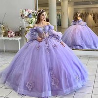 Cinderella Inspired Tulle Evening Gown – Off Shoulder Princess Dress 3D Floral Details Birthday & Special Occasions
