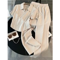 Clothing Sports Casual Loose Slim Short Sleeved Wide Leg Pants Two Piece Suit