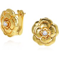 Jewelry Camellia Inlaid Single Diamond Ear Clip Glossy Hollow Flower Ear Clap Original Flower Design Brushed Exquisite Earrings