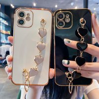 Heart Wristband Soft Silicone Phone Case For apple iphone 11 12 13 pro max SE 6 6S 7 8 Plus X XS Max XR Plating Back cov
