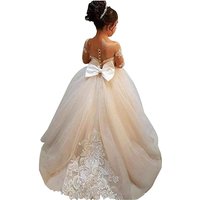 Mother& Dress Pompadour Dress Princess Dress Piano Performance Flower Wedding Dress Long Train Dress