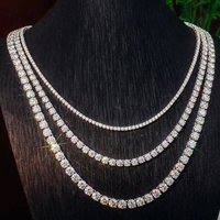 Unisex Men’s Hip Hop 3mm Alloy Tennis Necklace Hot Style Simple Style Punk Line Necklace High End Necklace