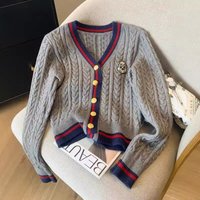 Vintage Inspired V Neck Block Knit Cardigan – Longline Cable Knit Sweater Coat 