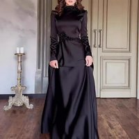 Clothing Solid Long Sleeve Slim Lace Retro Elegant Dress
