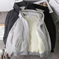 Jackets Plus Velvet Large Students All Match Loose Couple Hooded Zipper Sweater