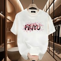 Clothing T shirt combed cotton short sleeved 2024 summer heavy double yarn loose printed T shirt
