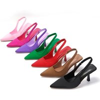 Large-size High-heeled Sandals Wrapped Head After Empty Post-trip Strap New Shallow Mouth Pointed Single-shoe Stiletto Heels