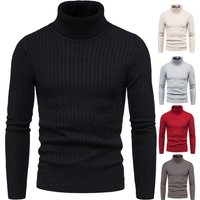 Autumn New Men's Korean Knitwear High Neck Slim Fit Bottom Sweater