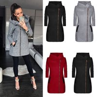 Clothing fashion side zipper plus velvet coat hooded jacket sweatshirt