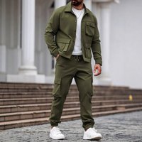 Vintage Workwear Jacket & Pants Set Heavyweight Cotton Blend Pocket Utility Outfit 