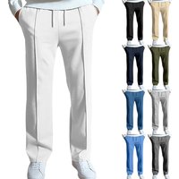 Men's Clothing New Men's Casual Trousers Men's Solid Color Sports High Waist Drawstring Trousers Large Size