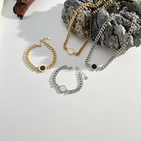 Roman numeral titanium steel necklace Internet celebrity ins trendy design temperament cold style double sided bracelet necklace set