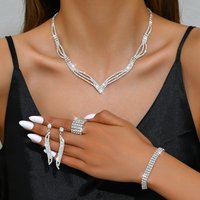 Bridal Jewelry Necklace Three Piece Rhinestone Claw Necklace Jewelry Set Wholesale E Commerce Supply