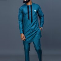 Clothing Casual Suit 2 Piece Long Sleeved Solid Patchwork Shirt Pants Suit