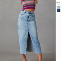 sexy hot skirt line version slit slim denim skirt 2024 spring summer