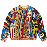 Winte New Reto 8 Thick Tend Fashion Casual Autumn National Knit 3D Digital Pint Men's Cew Neck Sweatshit