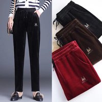 Clothing Middle aged Elderly Thick Mom Pants Corduroy 5D Casual Pants Corduroy Thin Strip Pants Stall Goods