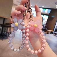 Macaron Mobile Phone Lanyard Beads Handmade Phone Charms Anti lost Wrist Strap Phone Accessories Gift