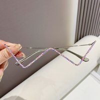 Instagram Half Lensless Women’s W Style Metal Chain Eyeglass Frame Concave Shape