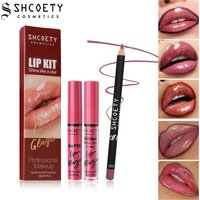 Lip Gloss Lipstick Set Pearlescent Lip Gloss Matte Waterproof Non Stick Lip Glaze Lip Liner