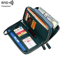 Women’s Wallet & Men’s Wallet Rfid Anti-theft Brush Ladies Purse Double Zipper Long Wallet Retro Large-capacity Clutch Bag