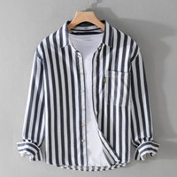 Casual Long Sleeve Stripe Shirt – Breathable Cotton Relaxed Fit Everyday Wear