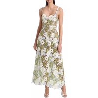 Women's Floral Water-Soluble Lace Maxi Dress - 3D Embroidery & Adjustable Straps (Spring/Summer Beach Holiday)