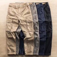 Clothing Durable Straight Leg Cargo Pants Mid Waist Wide Leg Casual Long Trousers Spring Autumn Versatile Dry Work Gray