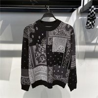 Men's Clothing Fashion trend men's autumn and winter new round neck sweater cashew flower jacquard loose wool pullover B1EBB1150