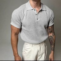 Men’s Clothing Honeycomb Knitted Polo Shirt For Men Dongdaemun New Niche High End Washed Distressed Loose Short Sleeved T Shirt Top